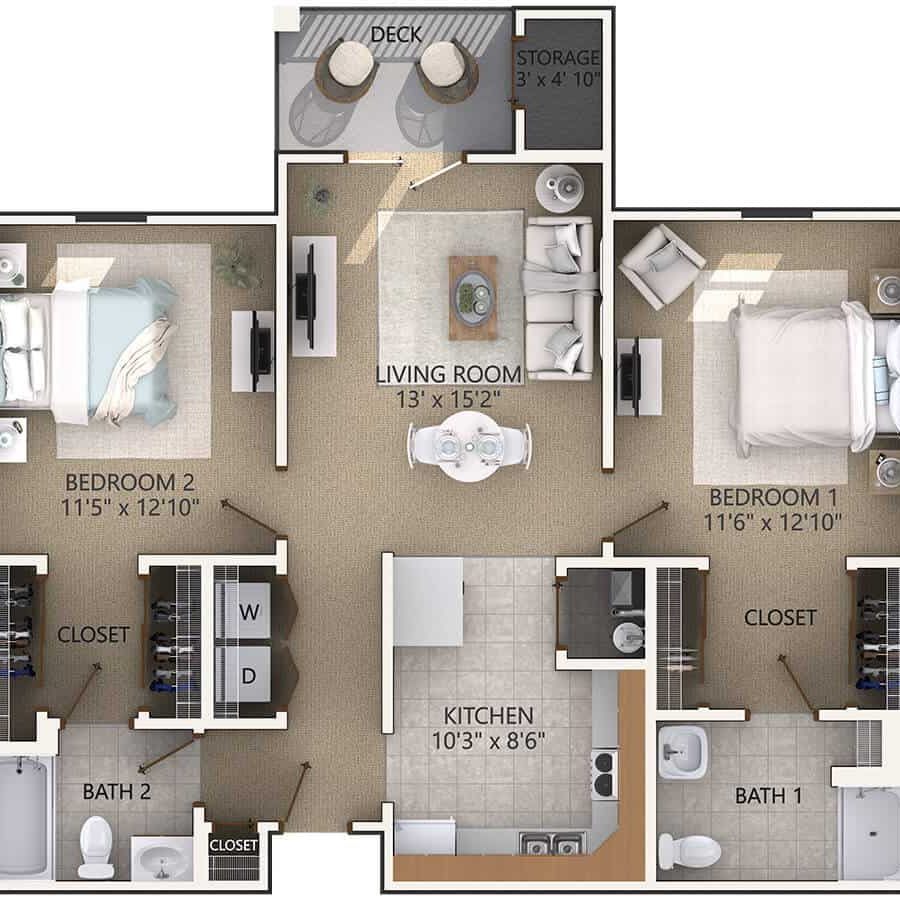 2 Bedroom Deluxe Floor Plan Asbury Village Independent Living Community